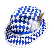 Mafia Fedora Hat - Blue And White Check