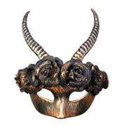 Venetian Masquerade Mask With Horns - Bronze Colour