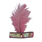 Burlesque Flapper Headband - Pink Feather