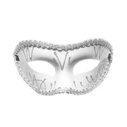 Venetian Masquerade Mask With Silver Trim - White