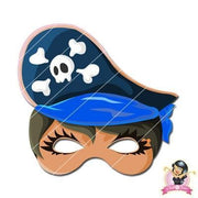 Childrens Download And Print Girl Pirate Mask - Blue
