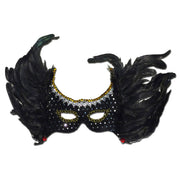 Black Silver And Gold Winged Feather Masquerade Mask
