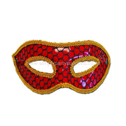 Fishnet Red Masquerade Mask With Trim