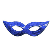 Dark Blue Sequined Masquerade Mask With Cat Eyes