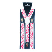 Adult Suspenders - White With Red Hearts