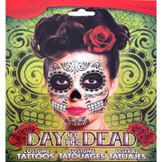 Day of the Dead Black Halloween Skull Face Temporary Tattoo