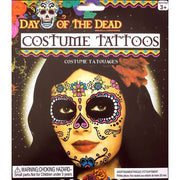 Day of the Dead Hot Colour Flower Skull Face Temporary Tattoo