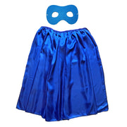 Children's Superhero Satin Cape And Mask Set - Blue