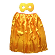 Children's Superhero Satin Cape And Mask Set - Golden Yellow
