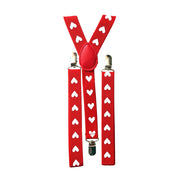 Suspenders - Red with White Hearts