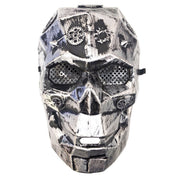 Steampunk Full Face Mens Mask - Silver