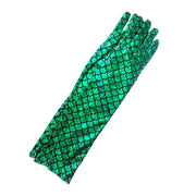 Reptile Pattern Long Green Gloves
