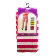Cerise Pink And White Stripe Stockings