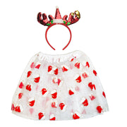 Girls Christmas Tutu With Sequin Reindeer Aliceband