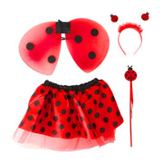 Girls Black Spot Lady Bug Costume And Wings Set - Ages 4-6