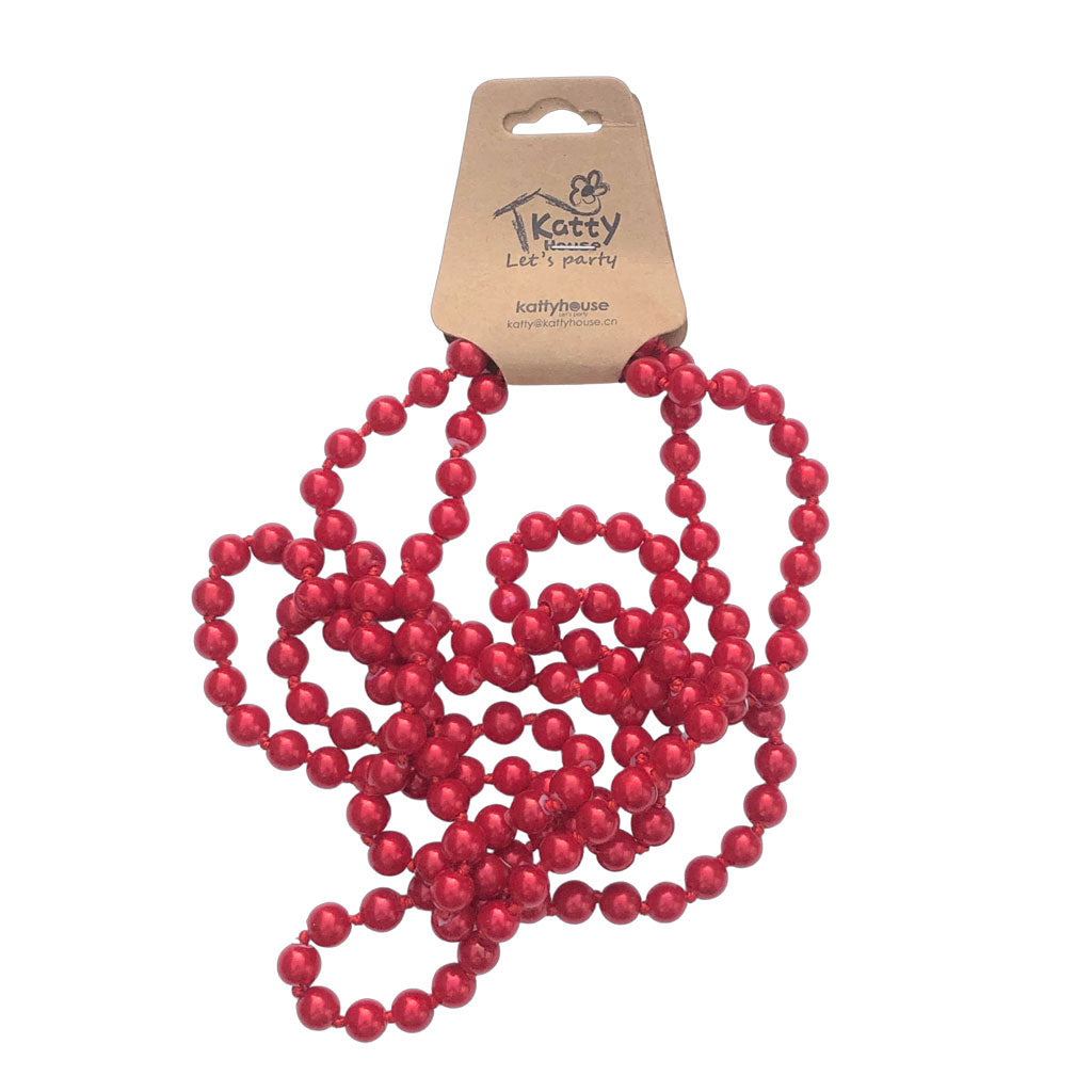Faux Double Strand Pearl Bead Necklace Red – Simply Party Supplies