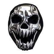 Scary Ghoul With Black Hood Halloween Mask - Silver