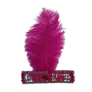 Burlesque Flapper Headband - Dark Pink Feather