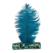 Burlesque Flapper Headband - Light Blue Feather