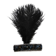 Burlesque Flapper Headband - Black Feather