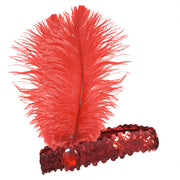 Burlesque Flapper Headband - Red Feather