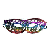 Economy Lacey Design String Masquerade Mask Rainbow