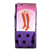 Purple Stockings With Black Polka Dots