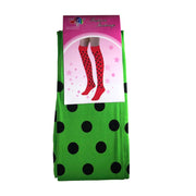 Green Stockings With Black Polka Dots