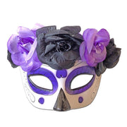 Day Of The Dead Masquerade Mask With Floral Band Purple