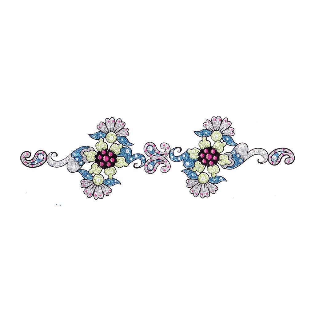 Silver Flower Sticker Green Blue Silver Flower Crystal Temporary Tattoo Sticker – Simply ...