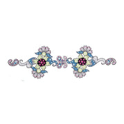 Green Blue Silver Flower Crystal Temporary Tattoo Sticker