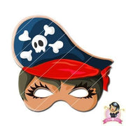 Childrens Download And Print Girl Pirate Mask - Light Red