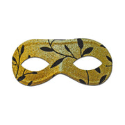 Petite Gold Masquerade Mask With Black Leaf Design