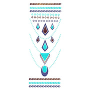Gold Silver And Turquoise Metallic Jewellery Tattoo - Design 57