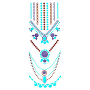 Gold Silver And Turquoise Metallic Jewellery Tattoo - Design 65