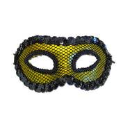 Fishnet Gold Masquerade Mask With Black Sequin Trim