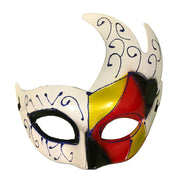 Winged Masquerade Mask With White Red Gold And Black