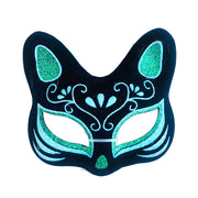Velvety Cat Masquerade Mask Green And Blue