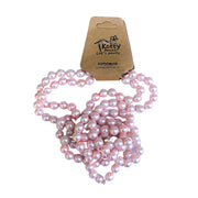 Faux Double Strand Pearl Bead Necklace - Light Pink
