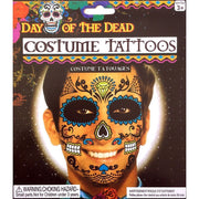 Day of the Dead Diamond Skull Face Temporary Tattoo