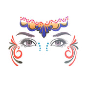 Temporary Face Art Tattoo - Headband Swirl With Blue