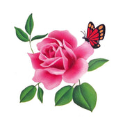 Rose and Sitting Butterfly Mini Temporary Tattoo