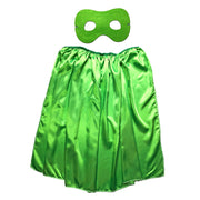 Children's Superhero Satin Cape And Mask Set - Lime Green