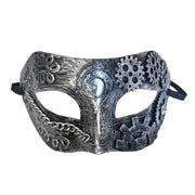 Steampunk Mens Masquerade Mask Silver
