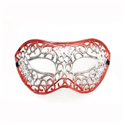 Silver Filigree Masquerade Mask with Red