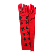 Alice In Wonderland Long Gloves In Nylon - Red