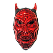 Shiny Red Devil Mask With Black Hood