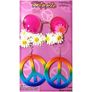Hippie Peace Earrings And Pink Glasses