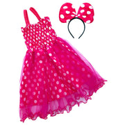 Girls Minnie Mouse Dress With Headband - Pink