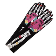 Day Of The Dead Pink Skull Long Gloves